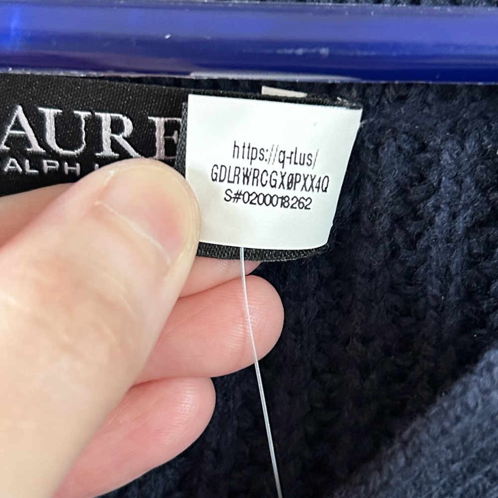Lauren Ralph Lauren Wool-Blend Polo Sweater Navy Sz M NWT Preppy Dark Academia - Picture 11 of 13